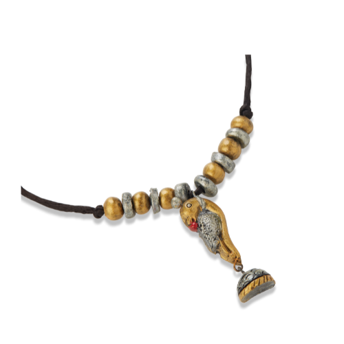 Padmini's Handcrafted Parrot Pendant Terracotta Necklace Set