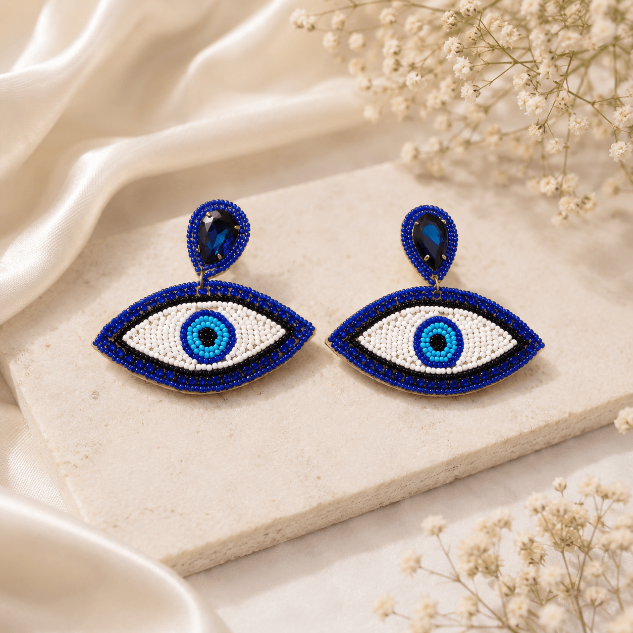 Evil Eye Beaded Statement Earrings