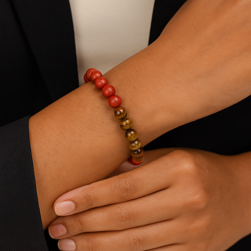 RIAS Fierce โ Tiger Eye & Red Jasper Bracelet for Strength & Stability
