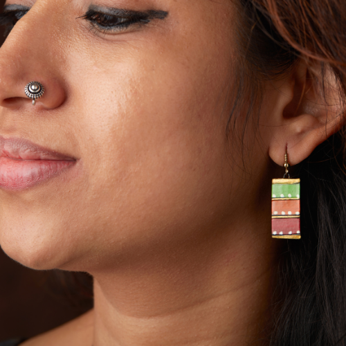 Ira Leher – Multicolor Boho Terracotta Necklace & Earrings Set