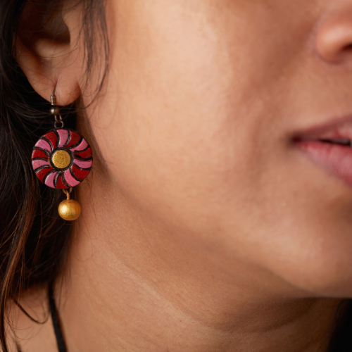 Sharvani’s Solar Bloom – Handcrafted Terracotta Jewelry Set