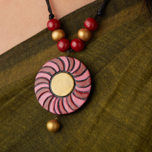Sharvani’s Solar Bloom – Handcrafted Terracotta Jewelry Set