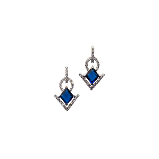 Midnight Sapphire Charm 925 Silver Earrings