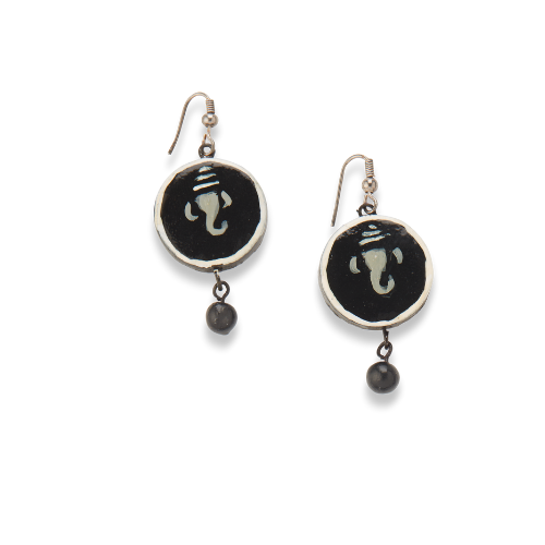 Handcrafted Black & White Ganesha Terracotta Necklace Set