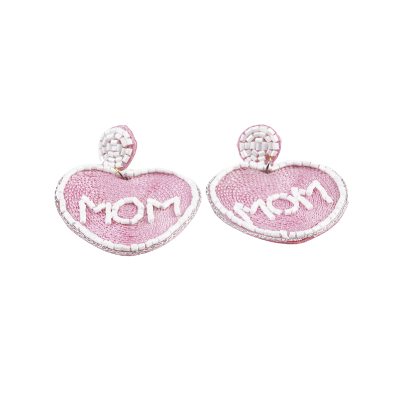 Candy Heart “MOM” Drops – Pink/White