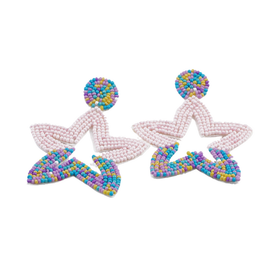 Pastel Star Beaded Earrings – Statement Fun Jewelry