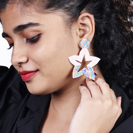 Pastel Star Beaded Earrings – Statement Fun Jewelry