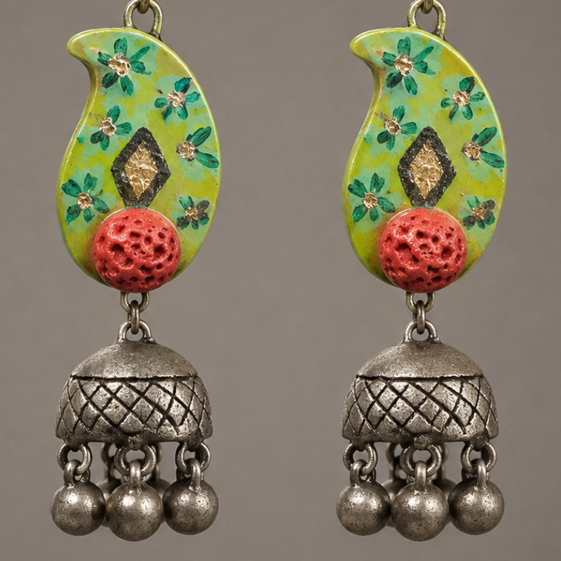 Terracotta Bloom Jhumka Earrings