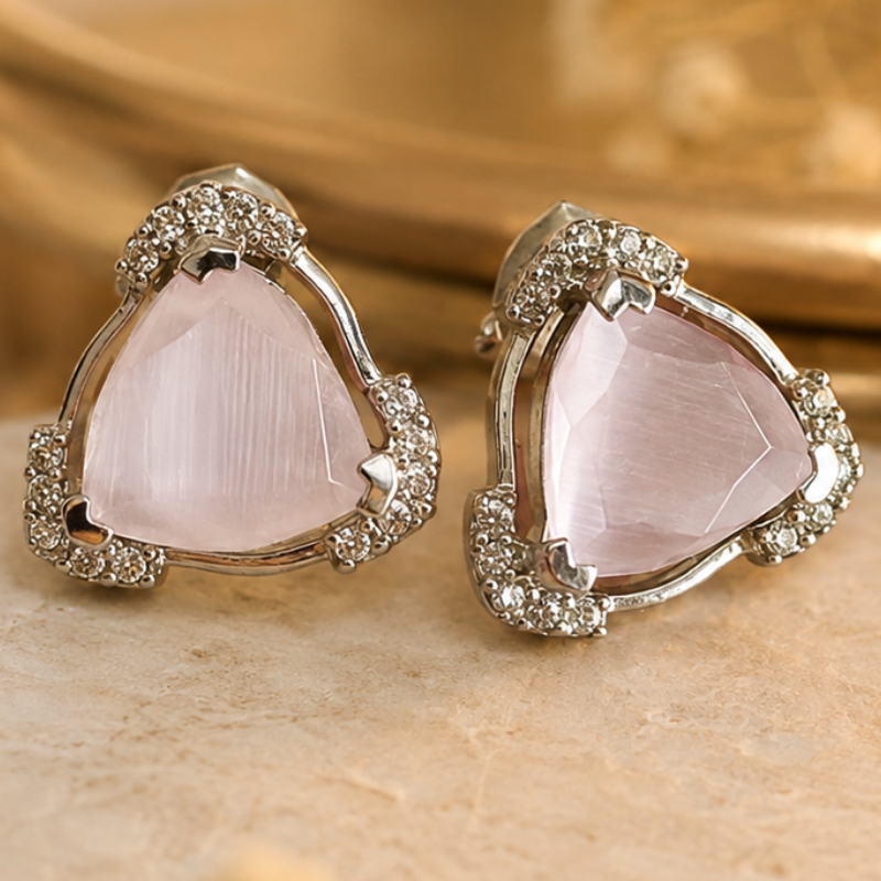 Blush Crystal Sterling Silver Stud Earrings