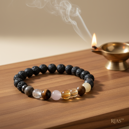 Navgrah Healing Bracelet with Lava Beads – Spiritual Energy Jewelry