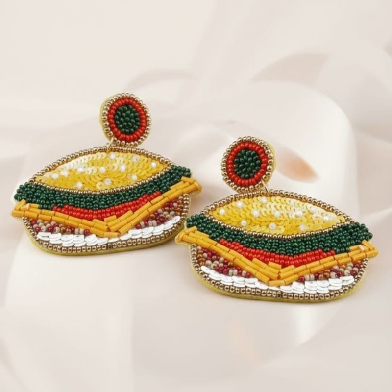 Burger Pop Beaded Earrings