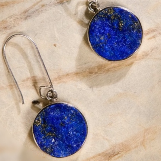 Midnight Lapis Lazuli Drop Earrings in 925 Sterling Silver| Natural Stone Silver Jewelry