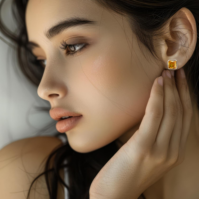 Golden Radiance Citrine Studs (925 Silver)
