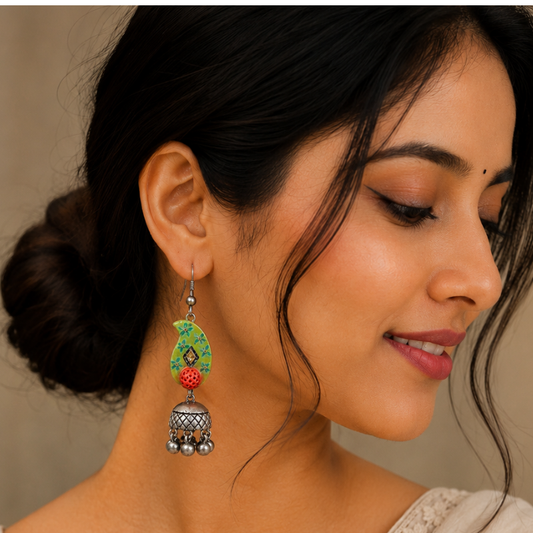 Terracotta Bloom Jhumka Earrings