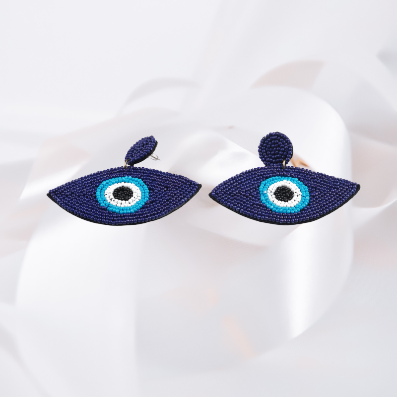 Graphic Evil Eye Pop Drops – Navy/Teal