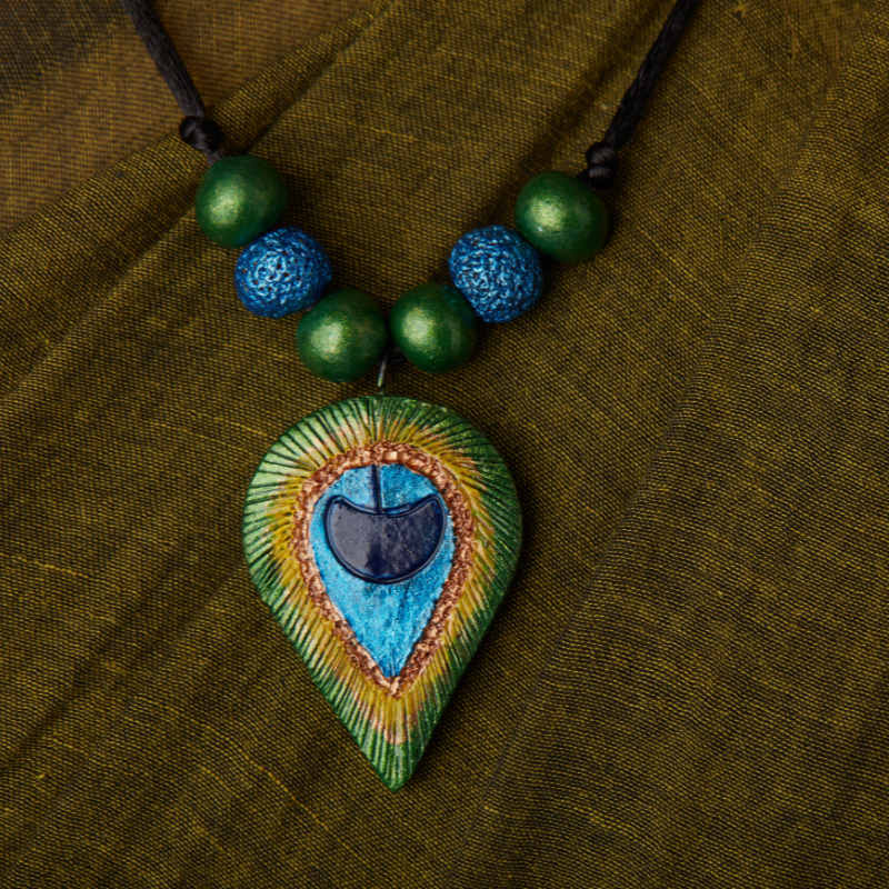 Peacock Aura ‘Meera’ Terracotta Necklace Set