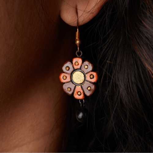 Lalita’s Amber Bloom – Handcrafted Terracotta Jewelry Set
