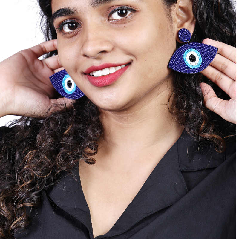 Graphic Evil Eye Pop Drops – Navy/Teal
