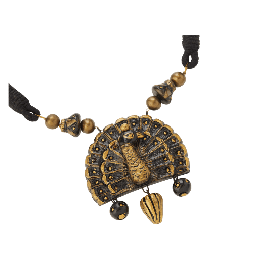 Regal Plume – Handcrafted Peacock Terracotta Jewelry Set