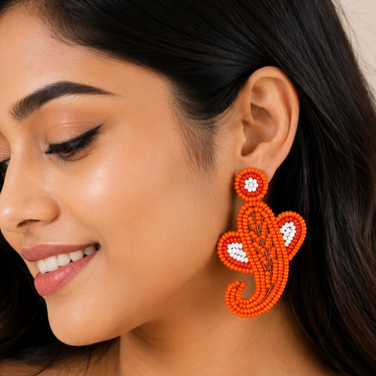Coral Bloom Beaded Statement Earrings