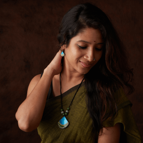 Tara's Tribal Fan – Handcrafted Terracotta Jewelry Set