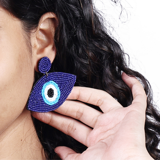 Graphic Evil Eye Pop Drops – Navy/Teal