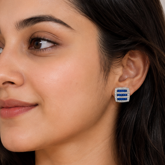 Royal Blue Radiance Sterling Silver Stud Earrings