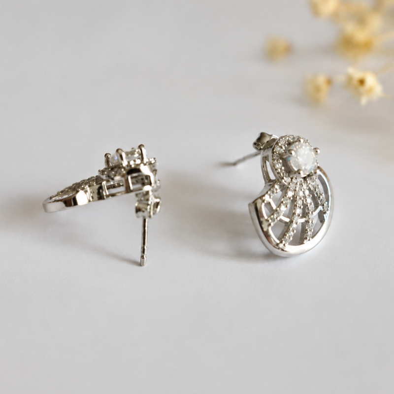 Celestial Radiance Sterling Silver Stud Earrings