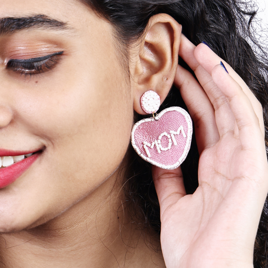 Candy Heart “MOM” Drops – Pink/White