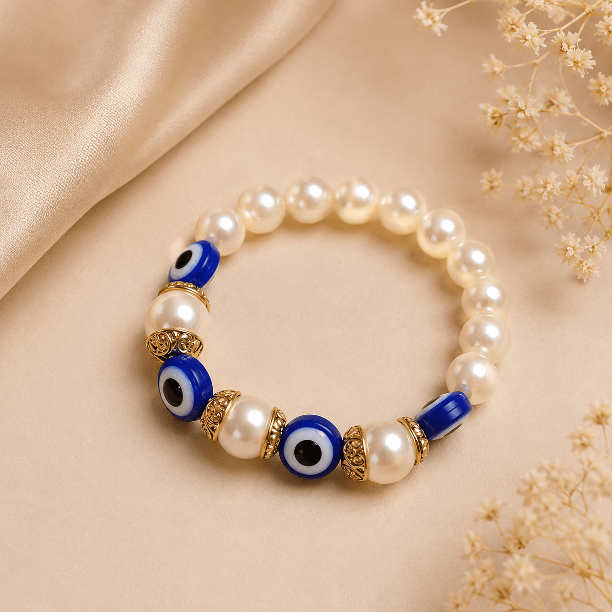 Color Pop Pearl Evil Eye Bracelet