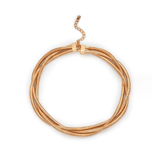 Elegant Twisted Gold-Tone Statement Necklace
