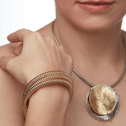 RIAS Gold-Tone Multi-Strand Cuff Bracelet – Modern Statement Jewelry