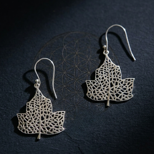 Leaf Silver Drop Earrings in 925 Sterling Silver | Nature Inspired Silver Jewelry