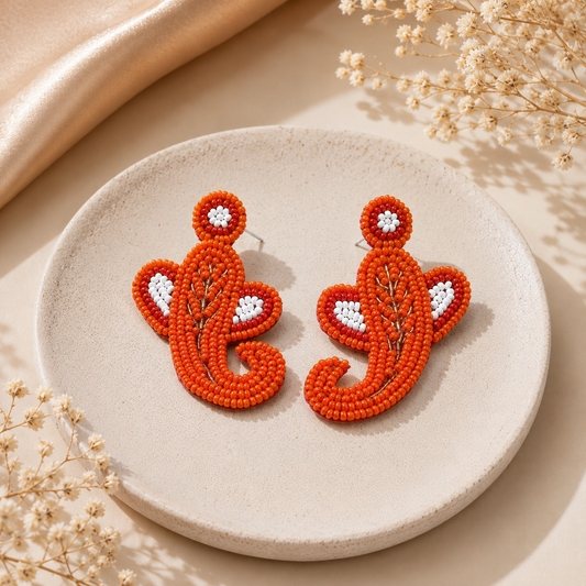Coral Bloom Beaded Statement Earrings