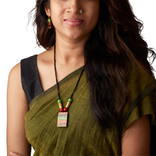 Ira Leher – Multicolor Boho Terracotta Necklace & Earrings Set