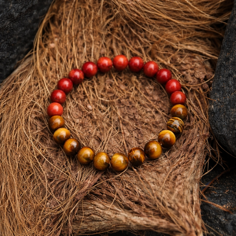 RIAS Fierce – Tiger Eye & Red Jasper Bracelet for Strength & Stability