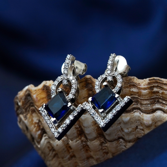 Midnight Sapphire Charm 925 Silver Earrings