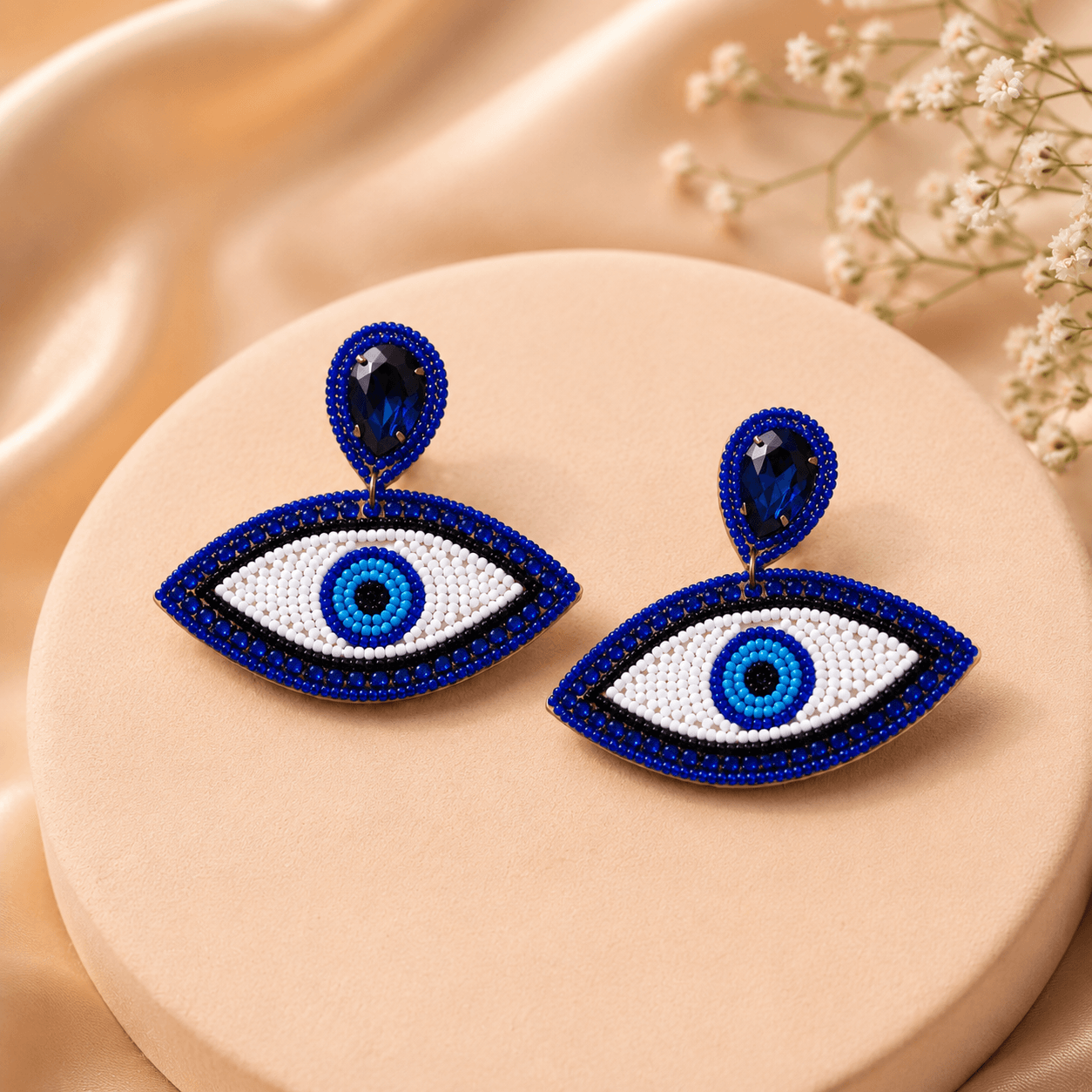 Evil Eye Beaded Statement Earrings