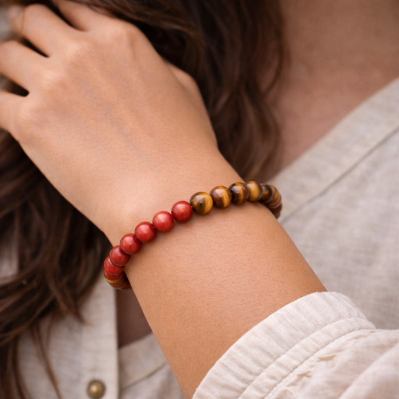 RIAS Fierce – Tiger Eye & Red Jasper Bracelet for Strength & Stability