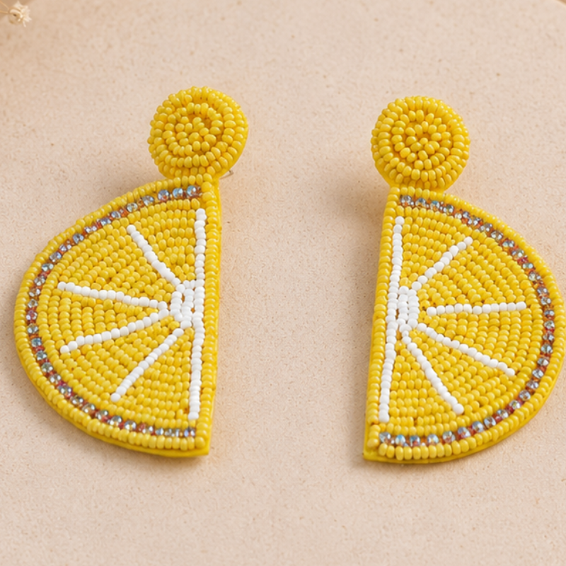 Lemon Zest Beaded Statement Earrings