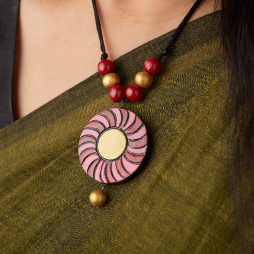 Sharvani’s Solar Bloom – Handcrafted Terracotta Jewelry Set