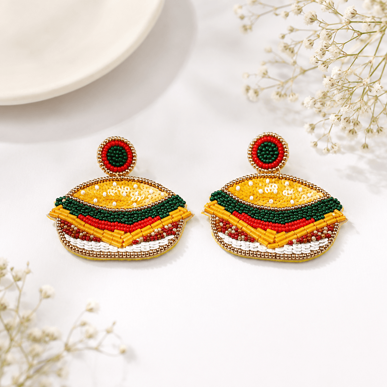 Burger Pop Beaded Earrings