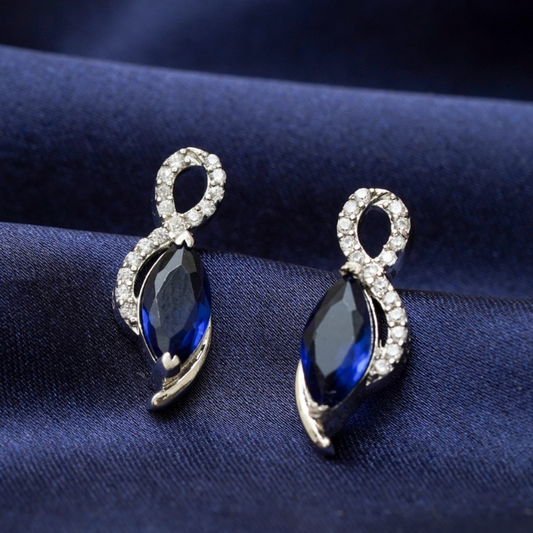 Midnight Elegance – 925 Silver Blue Sapphire Stud Earrings
