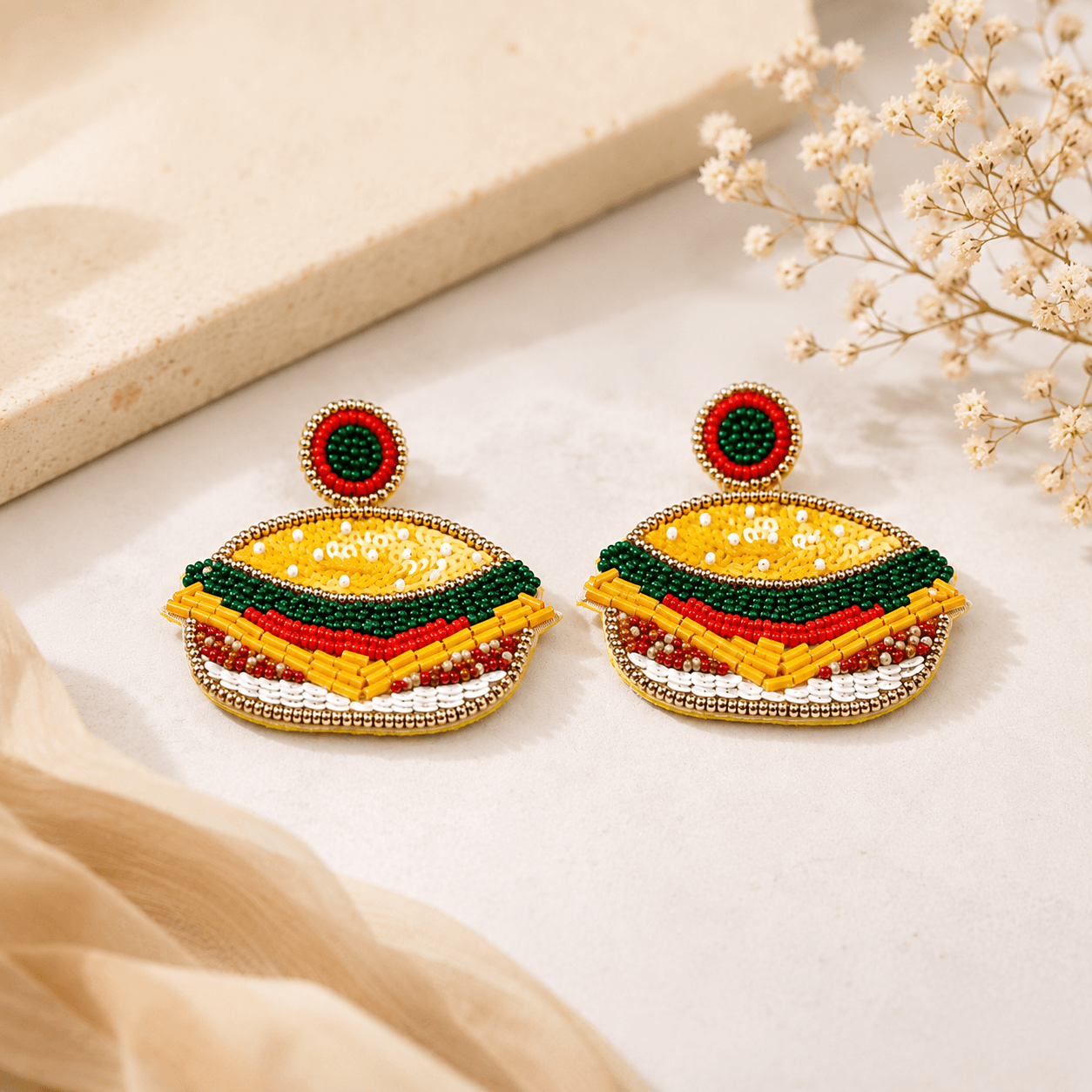 Burger Pop Beaded Earrings