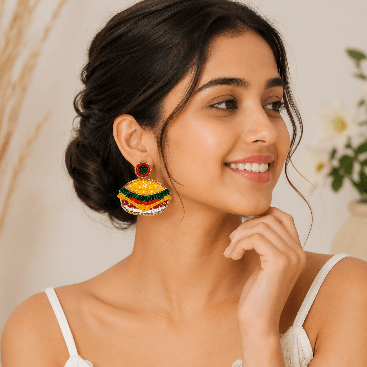 Burger Pop Beaded Earrings