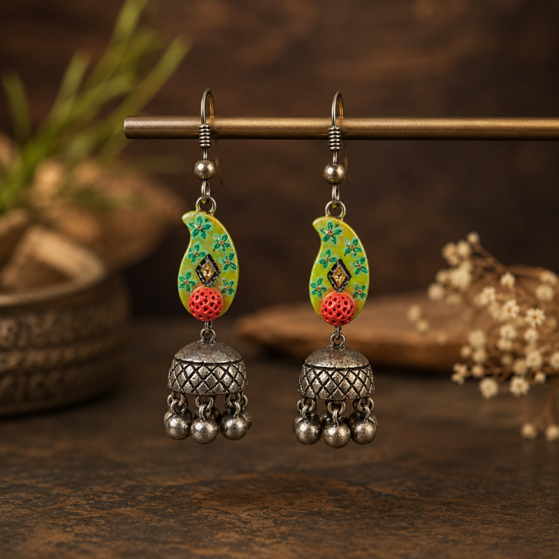 Terracotta Bloom Jhumka Earrings