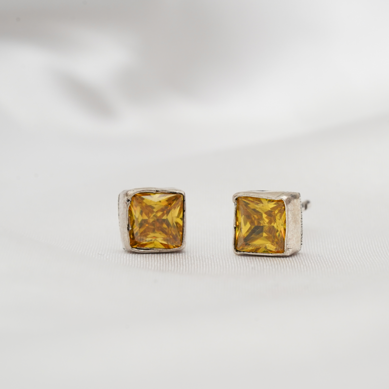 Golden Radiance Citrine Studs (925 Silver)