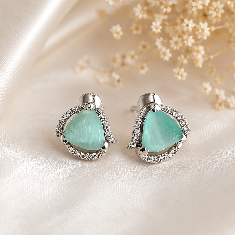 Aqua Grace Sterling Silver Stud Earrings