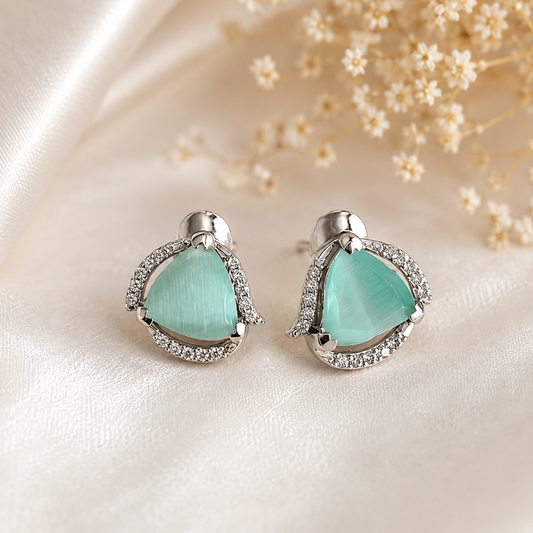 Aqua Grace Sterling Silver Stud Earrings