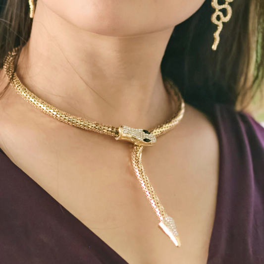 RIAS Gold-Toned Snake Choker Necklace for Women